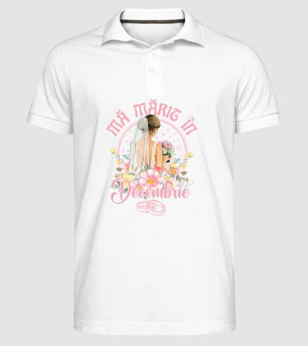 mă mărit - în decembrie model alb pe tricou