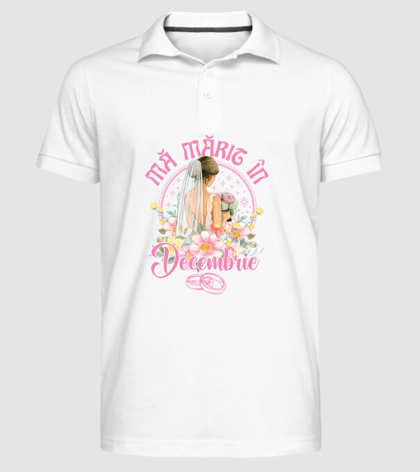 mă mărit - în decembrie model alb pe tricou
