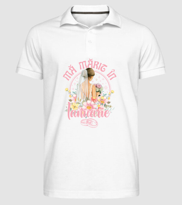 mă mărit - în ianuarie model alb pe tricou