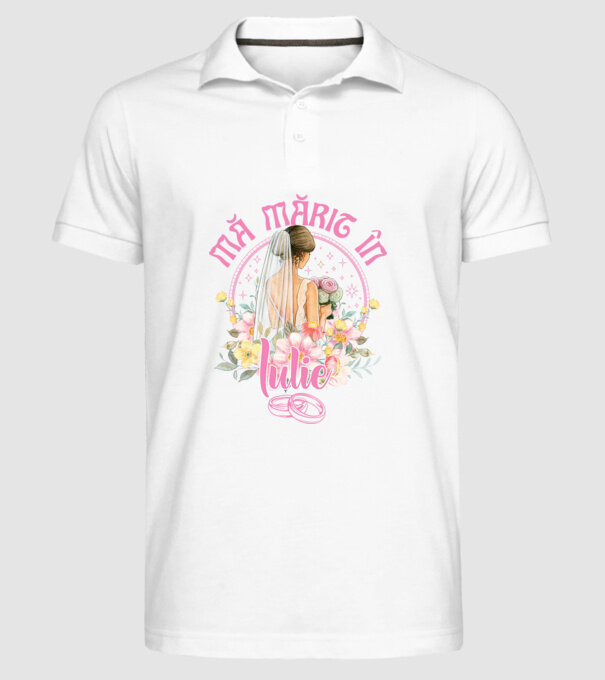 mă mărit - în iulie model alb pe tricou