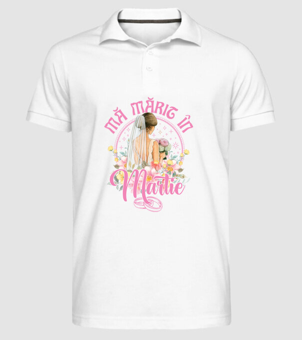 mă mărit - în martie model alb pe tricou