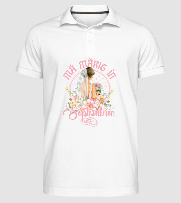 mă mărit - în septembrie model alb pe tricou