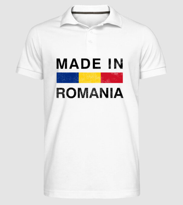 made in romania model alb pe tricou