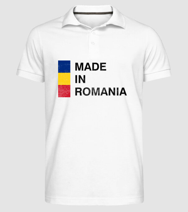 made in romania model alb pe tricou