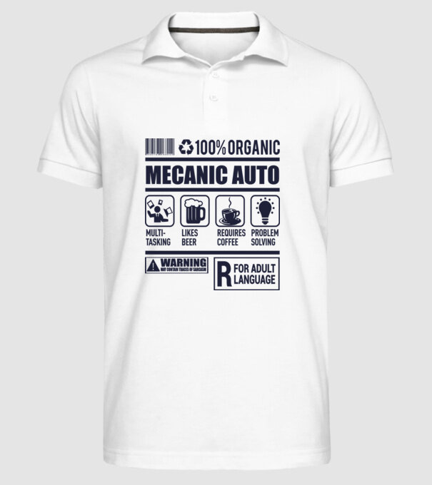 MECANIC AUTO model alb pe tricou
