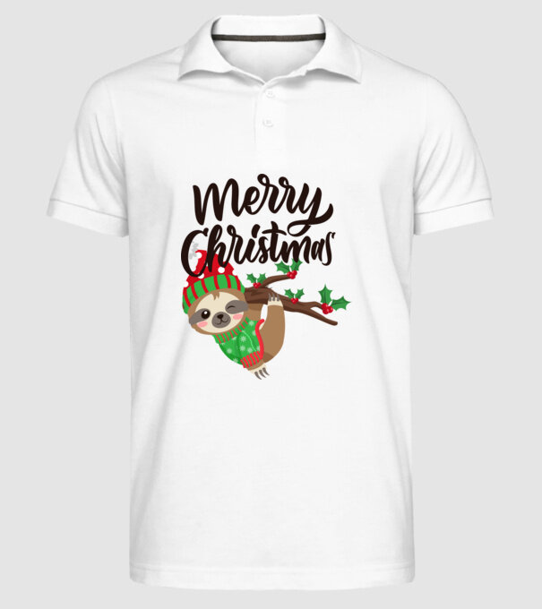 Merry christmas sloth model alb pe tricou