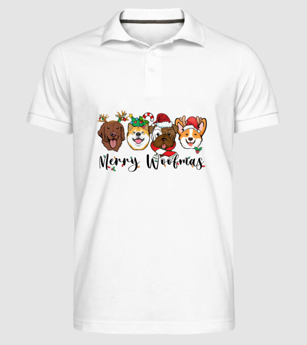 Merry woofmas 2 model alb pe tricou