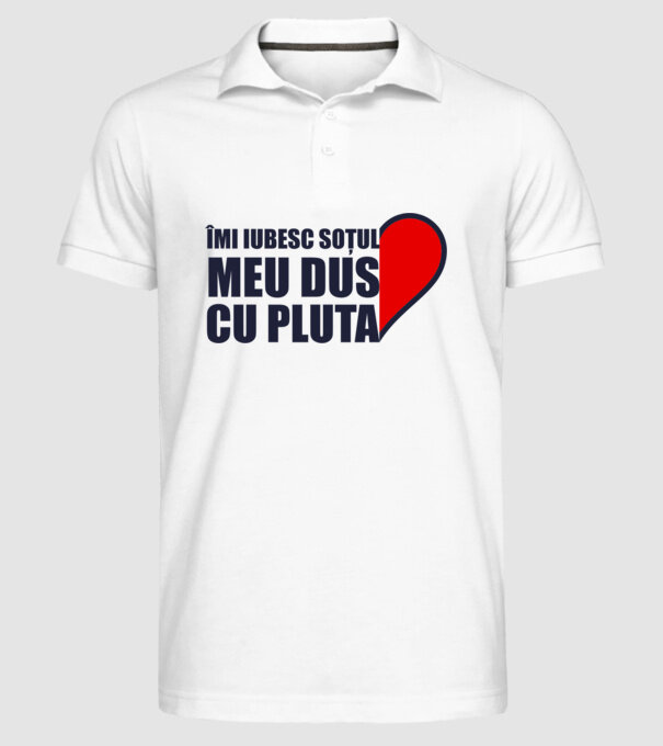 Îmi iubesc soțul meu dus cu pluta model alb pe tricou