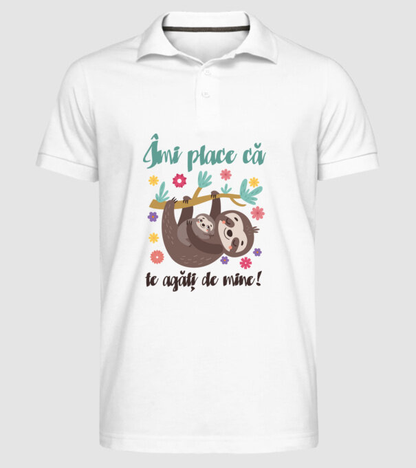 Îmi place să mă agăț de tine! Te iubesc mamă! model alb pe tricou