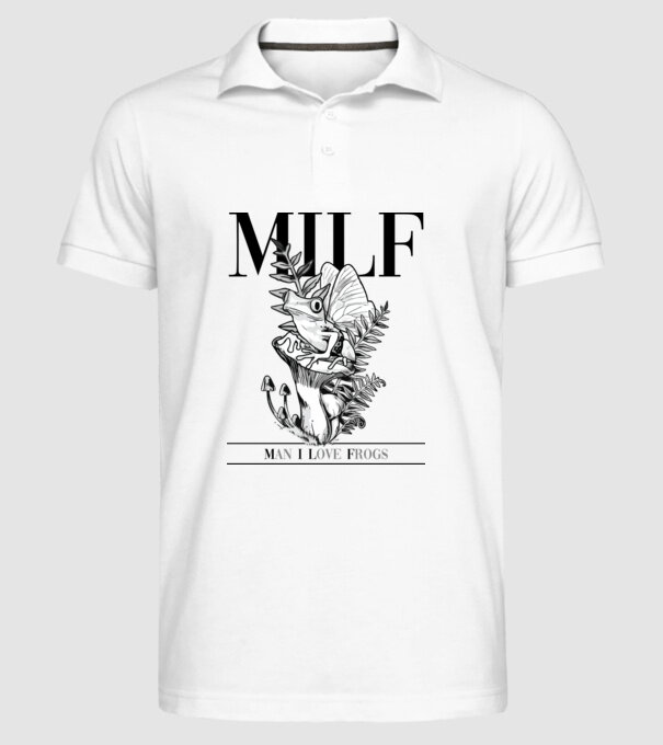 MILF man i love frogs model alb pe tricou