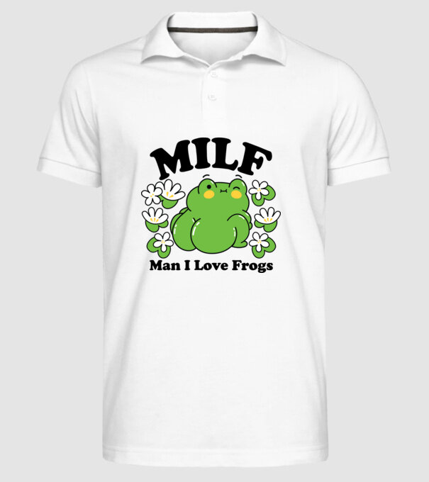 MILF man i love frogs model alb pe tricou