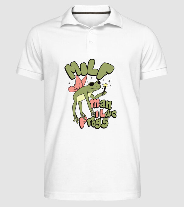 MILF man i love frogs model alb pe tricou