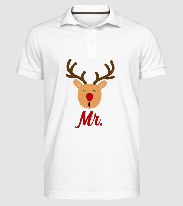 Mr. Reindeer Christmas couple model alb pe tricou