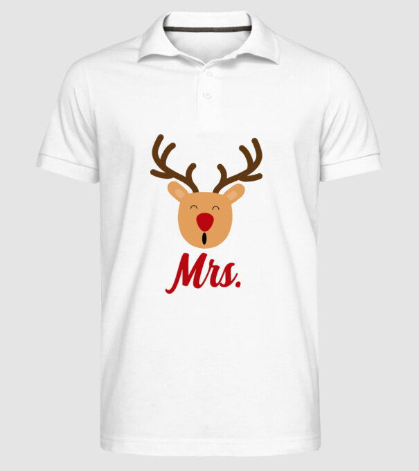 Mrs Reindeer christmas couple model alb pe tricou