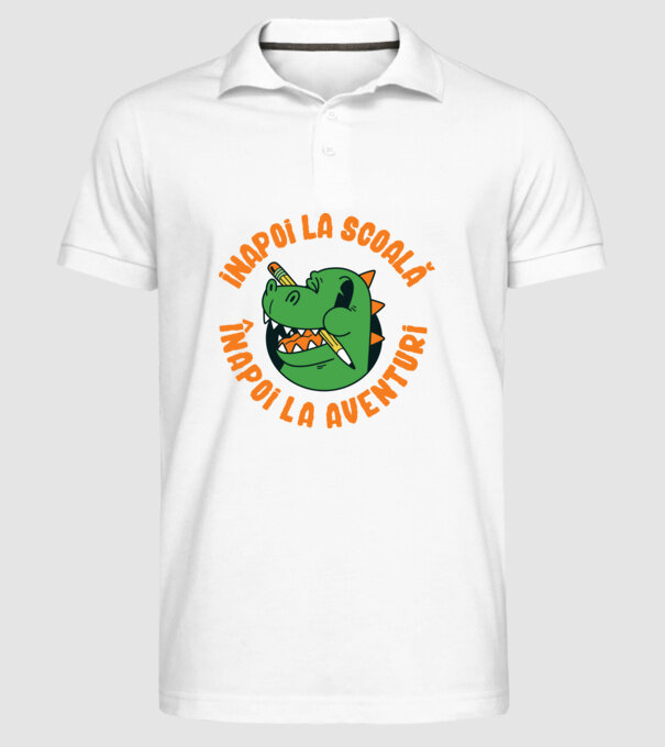 Înapoi la școală, înapoi la aventuri model alb pe tricou
