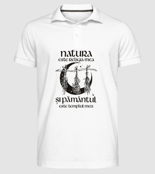 Natura este religia mea model alb pe tricou