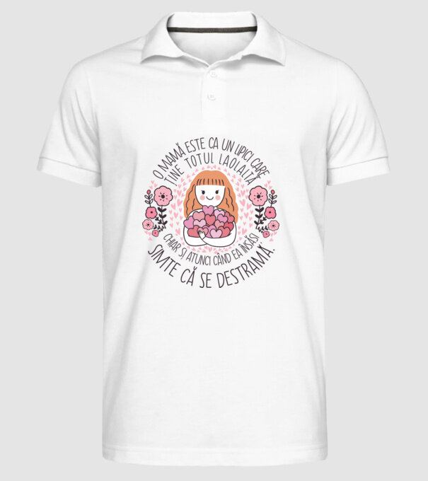 O mamă este ca un lipici care ține totul laolaltă, chiar și atunci când ea însăși simte că se destramă. model alb pe tricou