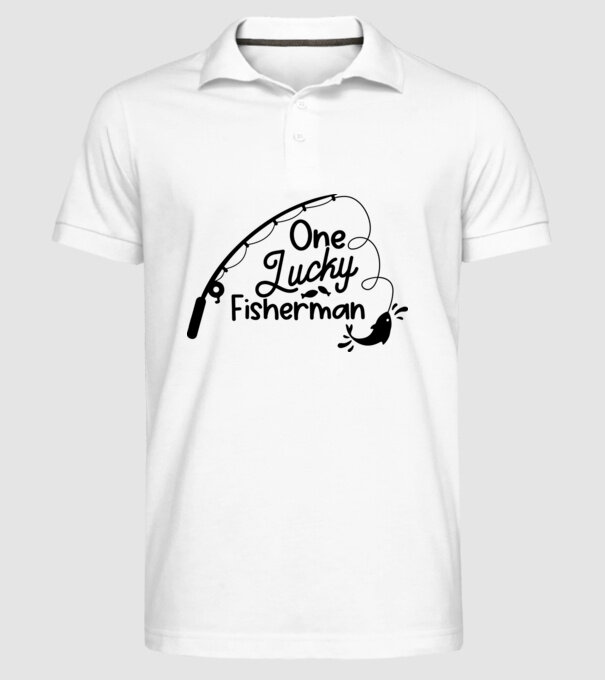 One lucky Fisherman model alb pe tricou