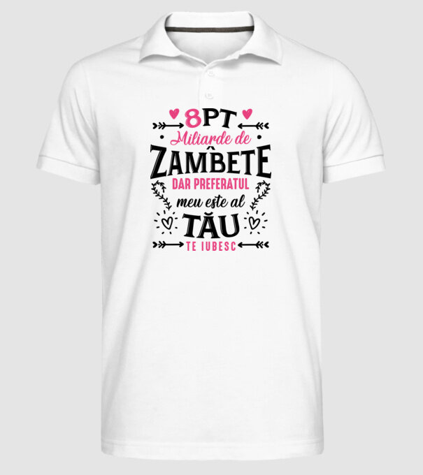 Opt miliarde de zâmbete model alb pe tricou