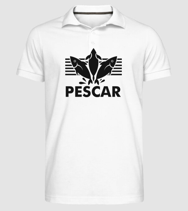Pescar original model alb pe tricou