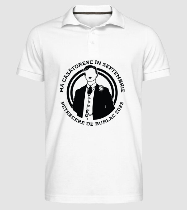Petrecere de burlac septembrie model alb pe tricou