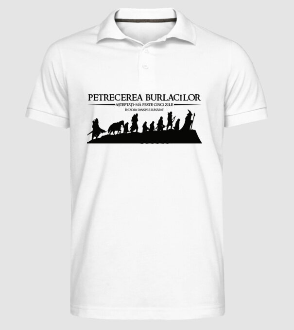 petrecerea burlacilor - așteptați-mă peste cinci zile - în zori dinspre răsărit model alb pe tricou