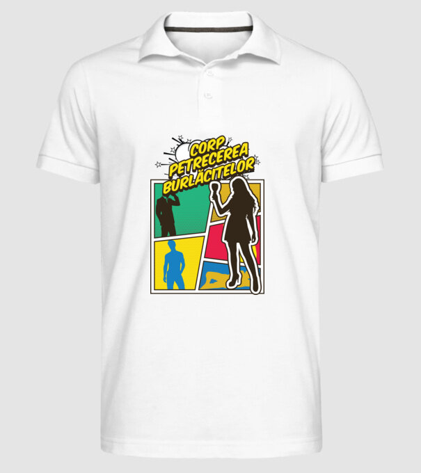 corp petrecerea burlăcitelor model alb pe tricou