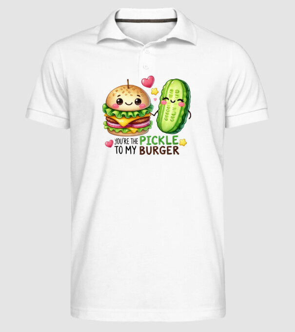 Pickle to my Burger model alb pe tricou
