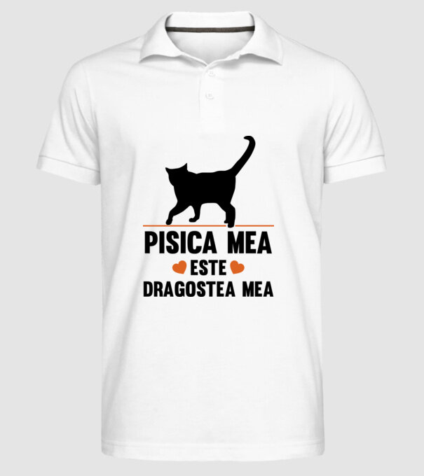 Pisica mea este dragostea mea model alb pe tricou