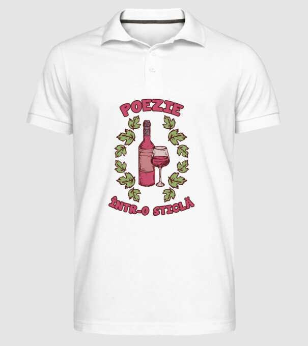 Poezie într-o sticlă model alb pe tricou