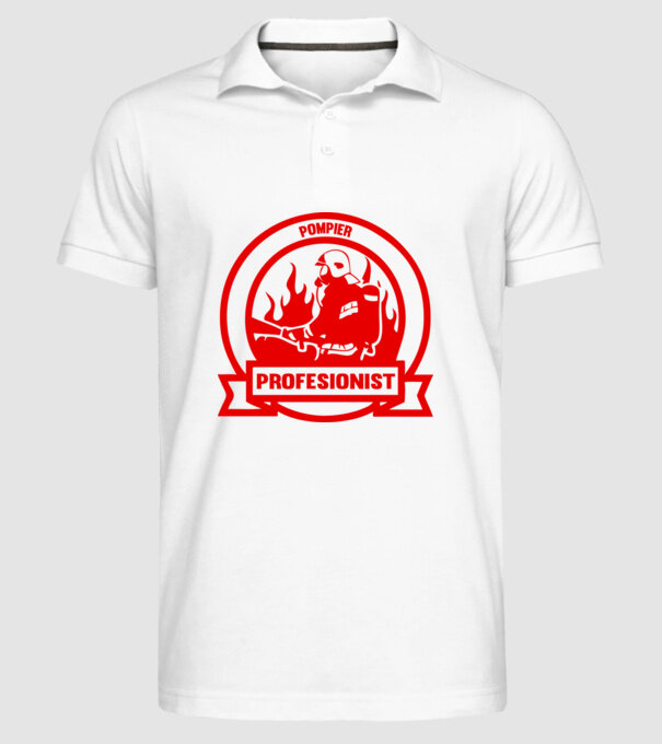 Pompier profesionist model alb pe tricou