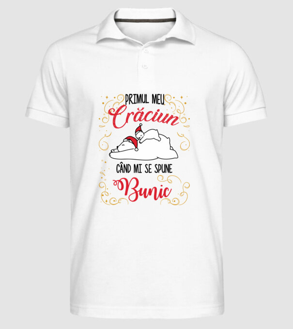 Primul meu Crăciun când mi se spune bunic! model alb pe tricou