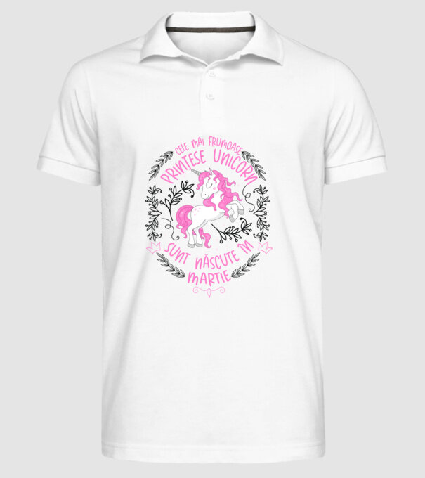 Cele mai frumoase prințese unicorn sunt născute în Martie model alb pe tricou