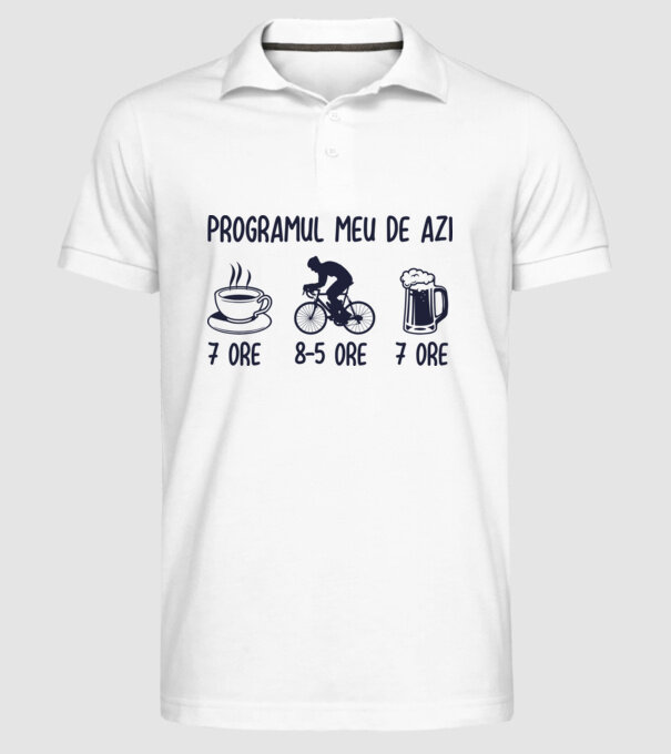 Programul meu de azi: 7 ore, 8-5 ore, 7 ore model alb pe tricou