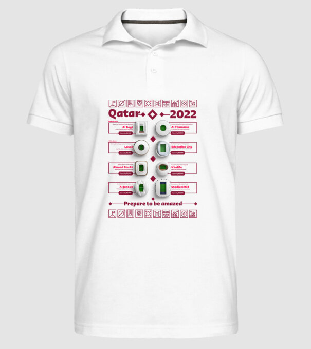 Qatar 2022 Stadiums white model alb pe tricou
