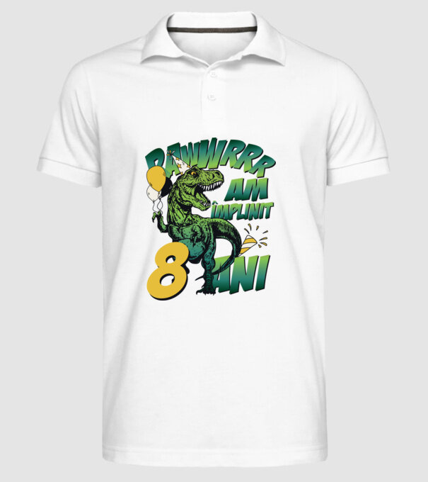 Rawr Am împlinit 8 ani model alb pe tricou