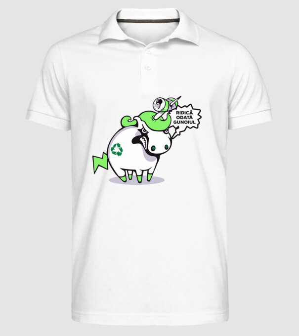 Ridică odată gunoiul model alb pe tricou