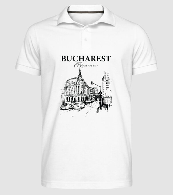 România Bucharest vintage model alb pe tricou