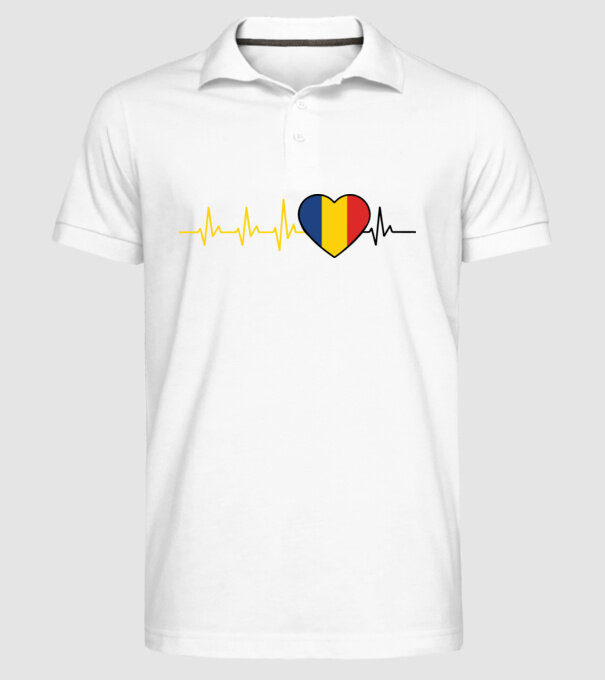 România heartbeat model alb pe tricou
