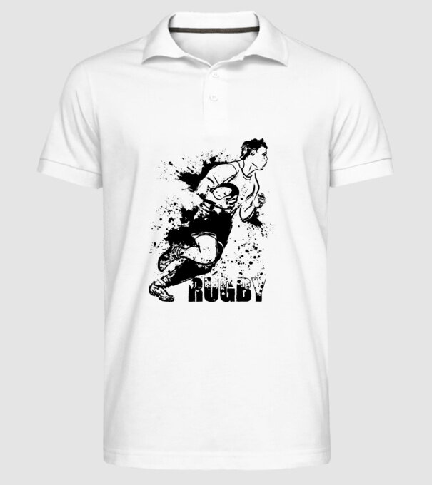 Rugby model alb pe tricou