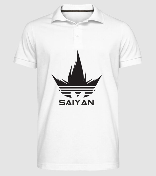 saiyan logo model alb pe tricou