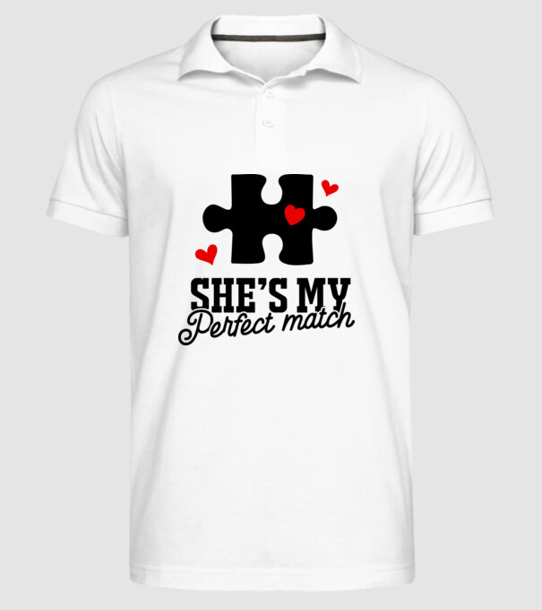 She is my perfect match model alb pe tricou