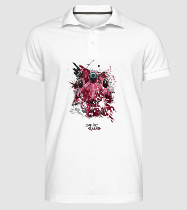 squid game poster model alb pe tricou