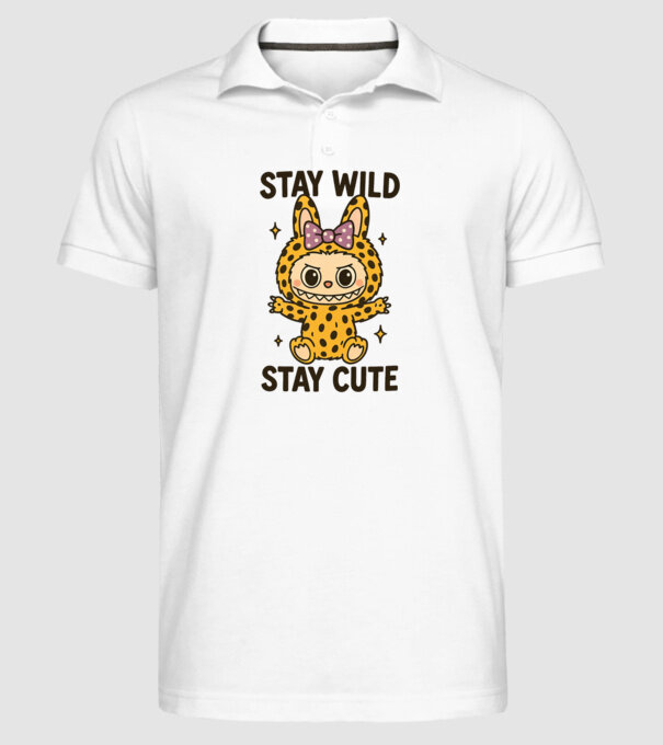Stay wild - Labubu model alb pe tricou