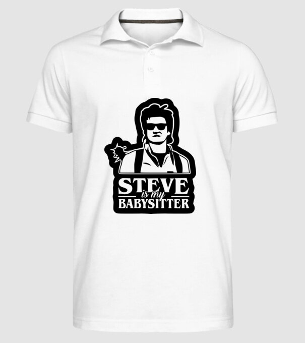 steve is my babysitter model alb pe tricou