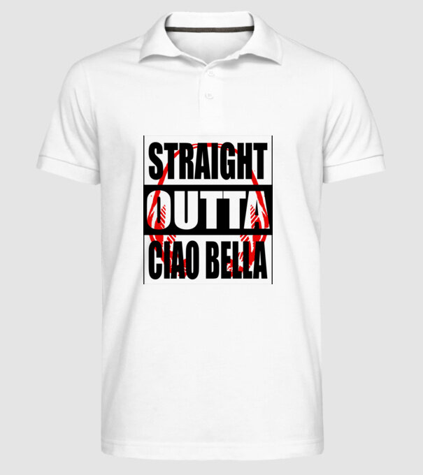 straight outta bella ciao model alb pe tricou