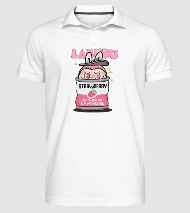 Strawberry Labubu model alb pe tricou