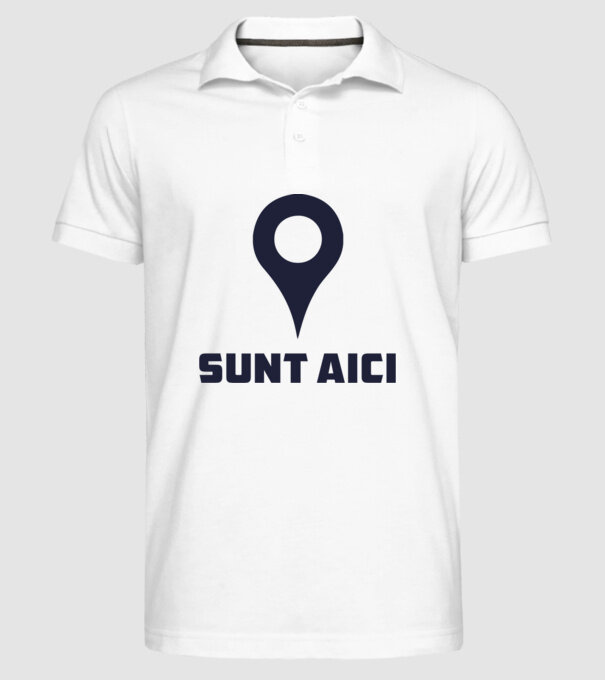 Sunt Aici model alb pe tricou