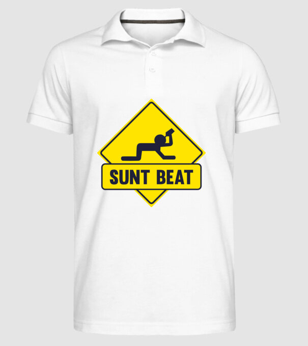Sunt beat model alb pe tricou
