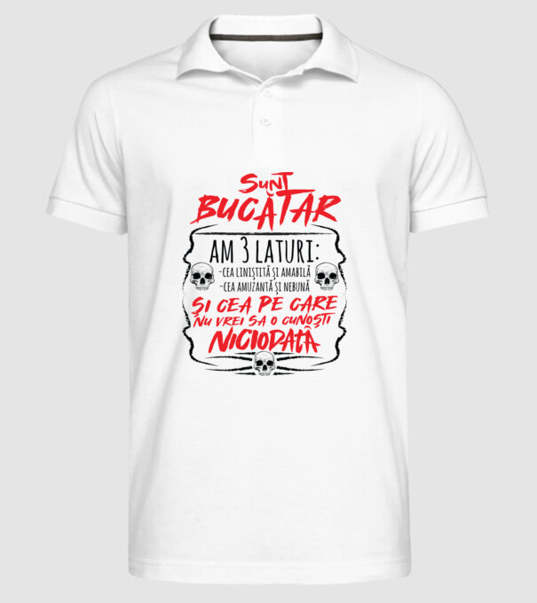 sunt bucătar am 3 laturi model alb pe tricou